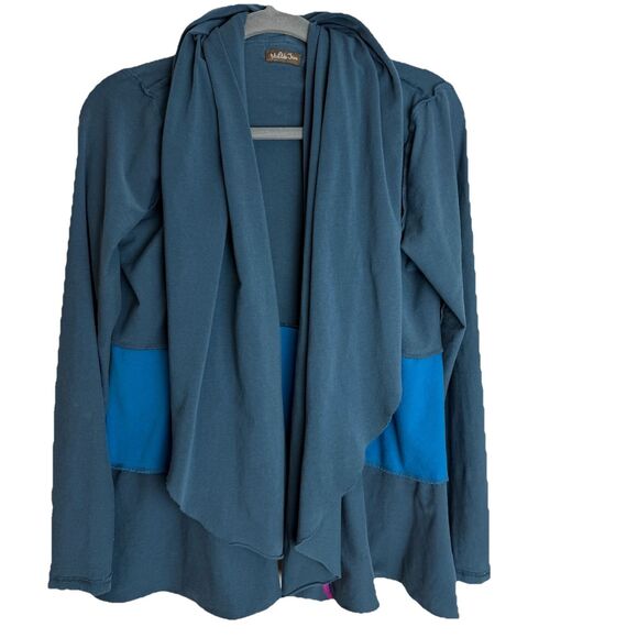 Matilda Jane Cardigan Women Size M Blue Colorblock Open Front Stretch - Picture 1 of 15